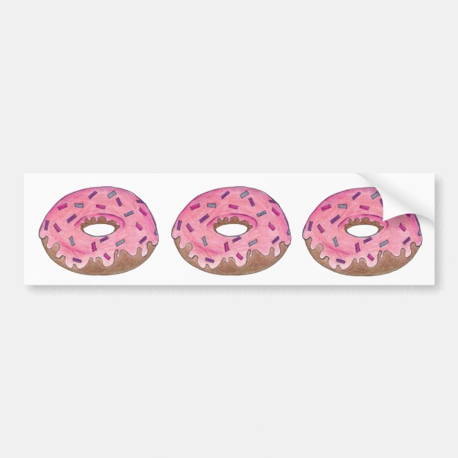 Rosa Donut Donuts Doughnut Foodie Bumper Sticker Bildekal (Framsidan)