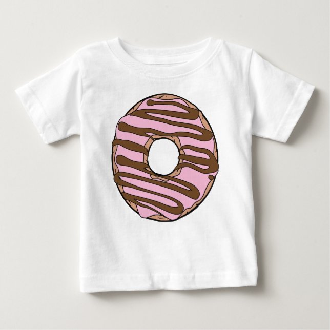 Rosa Donut, Doughnut, Chocolat, Icing, Frosting T Shirt (Framsida)