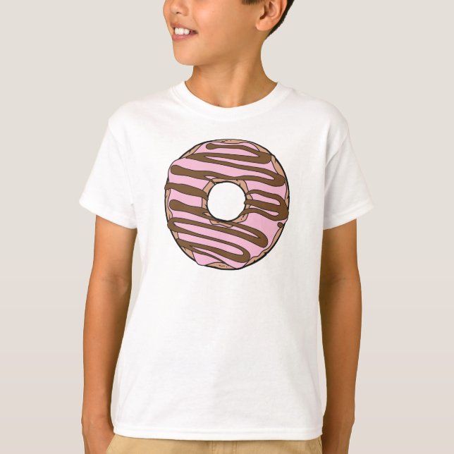 Rosa Donut, Doughnut, Chocolat, Icing, Frosting T Shirt (Framsida)