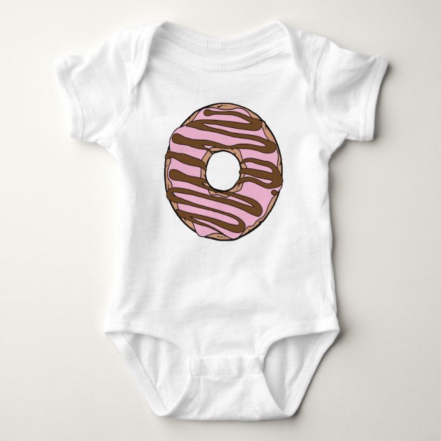Rosa Donut, Doughnut, Chocolat, Icing, Frosting T Shirt (Framsida)