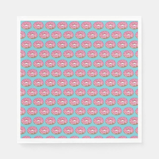 Rosa Donut Doughnut Födelsedagsfest Breakfast Pappersservett (Framsidan)