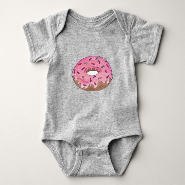 Rosa Donut Doughnut Sprinkles Breakfast Junk Food T-shirt (Framsida)