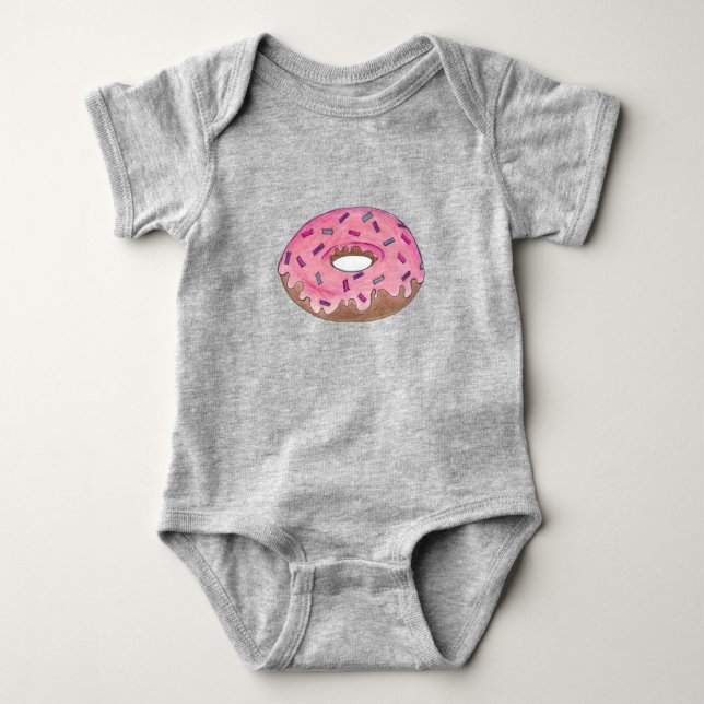 Rosa Donut Doughnut Sprinkles Breakfast Junk Food Tröja (Framsida)