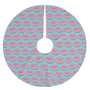Rosa Donut Doughnut Sprinkles Frosting Foodie Julgransmatta Borstad Polyester