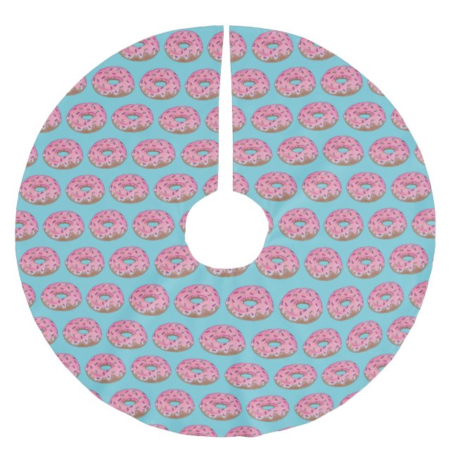 Rosa Donut Doughnut Sprinkles Frosting Foodie Julgransmatta Borstad Polyester (Framsidan)
