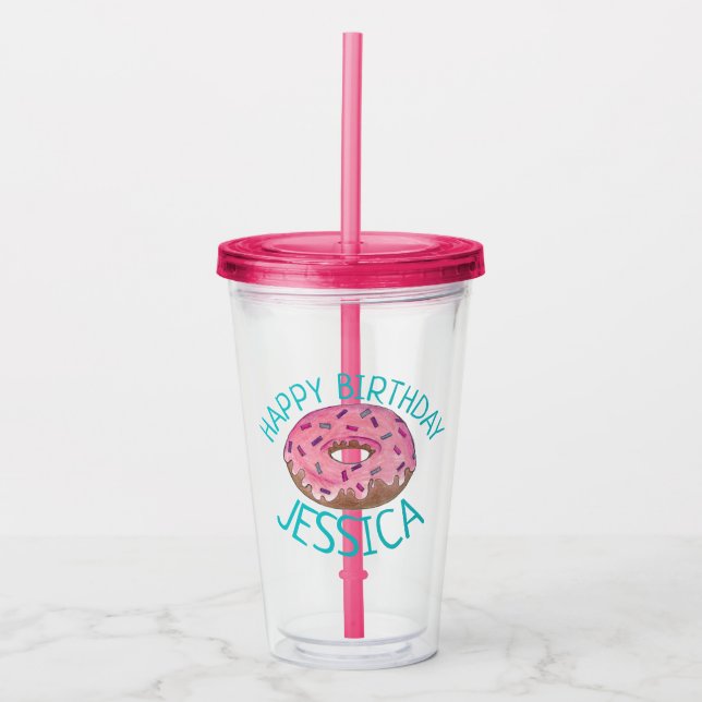 Rosa Donut Doughnut Sprinkles Frosting Foodie Take Away Mugg (Framsida)