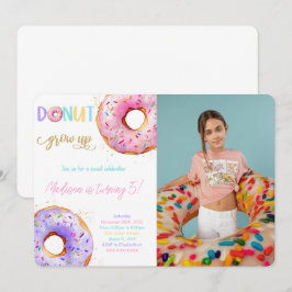 Rosa Donut Födelsedagsfest Photo Inbjudningar