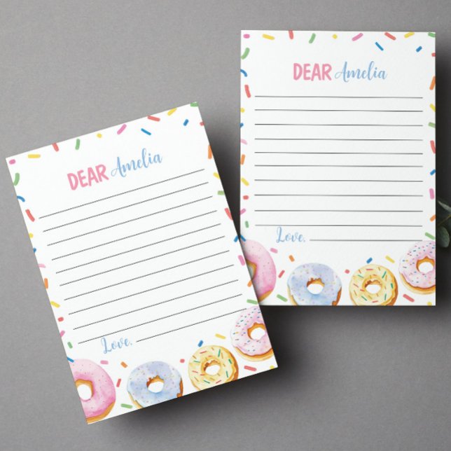 Rosa Donut Girl Time Capsule Note Message Card Tack Kort (Skapare uppladdad)