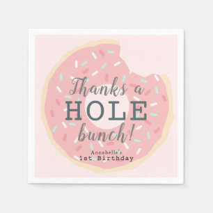 Rosa Donut Girl's Birthday Tack Pappersservett