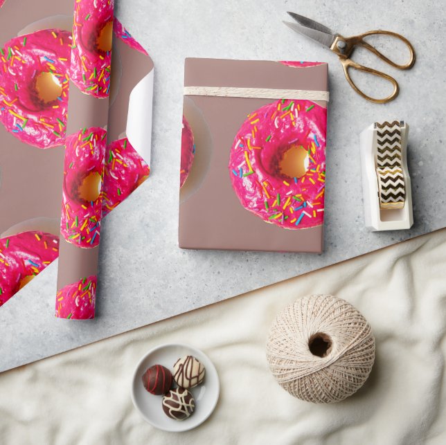 Rosa Donut Mat Wrappringpapper Presentpapper (Hantverk)