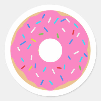 Rosa Donut med sprinkler Runt Klistermärke