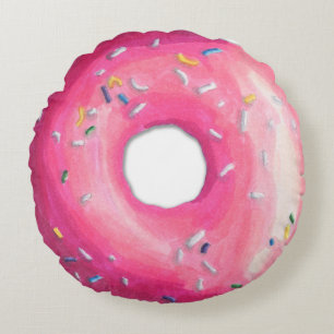 Rosa Donut med sprinkler runt kudde
