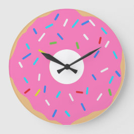 Rosa Donut med sprinkler Stor Klocka