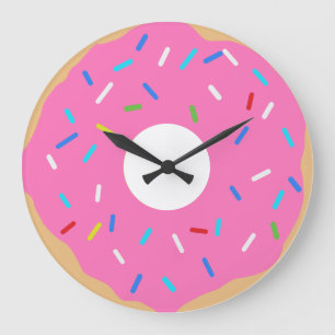 Rosa Donut med sprinkler Stor Klocka