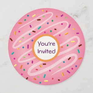 Rosa Donut med Sprinkles födelsedag Inbjudningar