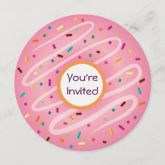 Rosa Donut med Sprinkles födelsedag Inbjudningar