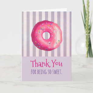 Rosa Donut med Sprinkles Tack Kort