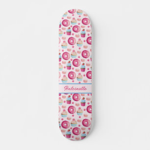 Rosa Donut Mönster Mini Skateboard Bräda 18,5 Cm