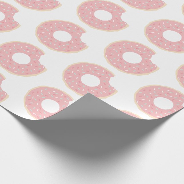 Rosa Donut Mönster Wrapping Papper Presentpapper (Hörn)