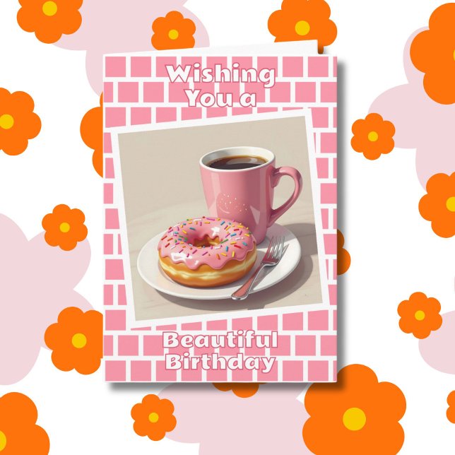 Rosa Donut och Grattis på födelsedagen-Personligen Kort (Skapare uppladdad)