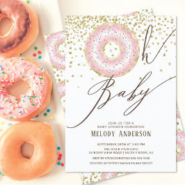 Rosa Donut Oh Flicka Baby Shower Inbjudningar