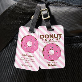 Rosa Donut-resvärtsetikett Bagagebricka