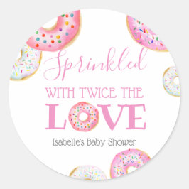 Rosa Donut Sprinkled with Twice the Kärlek Twin Fa Runt Klistermärke