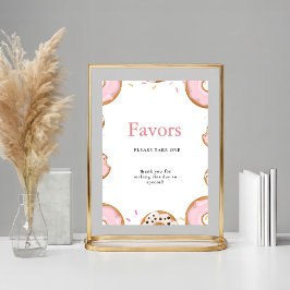 Rosa Donut SPrinkles Favors Babyskylt Poster