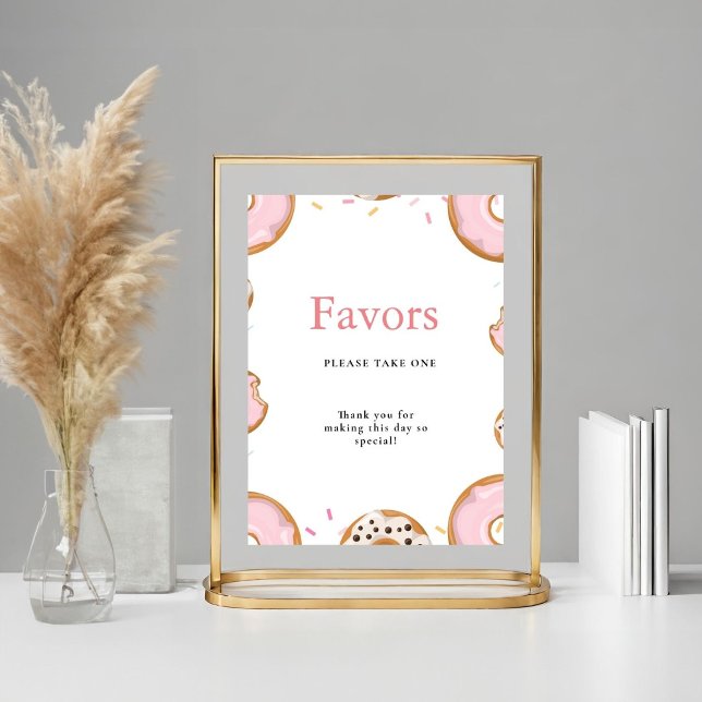 Rosa Donut SPrinkles Favors Babyskylt Poster (Skapare uppladdad)