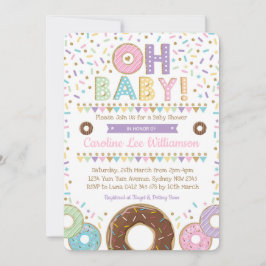 Rosa Donut Sprinkles Girl Baby Shower-inbjudan Inbjudningar