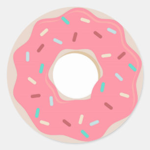 Rosa Donut Sticker Runt Klistermärke