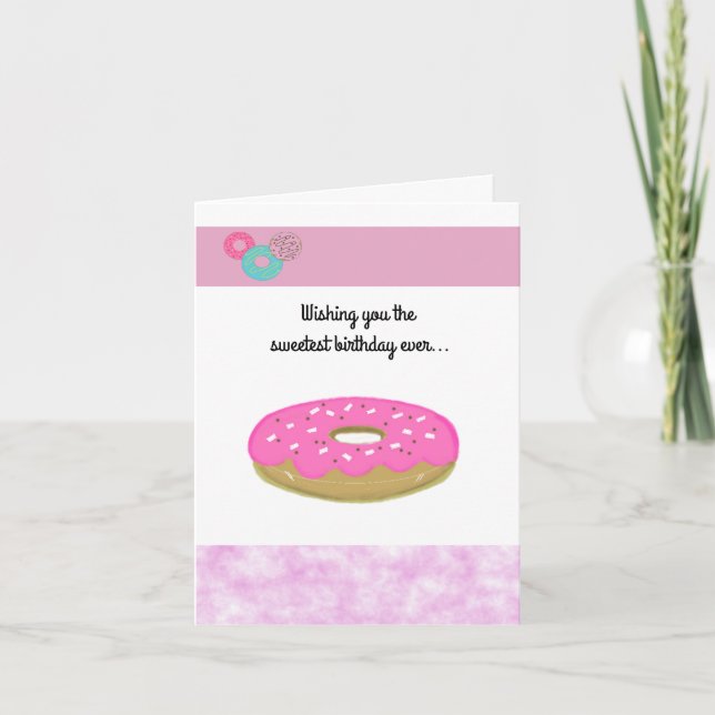 Rosa Donut Sweetest Birthday Kort (Framsida)