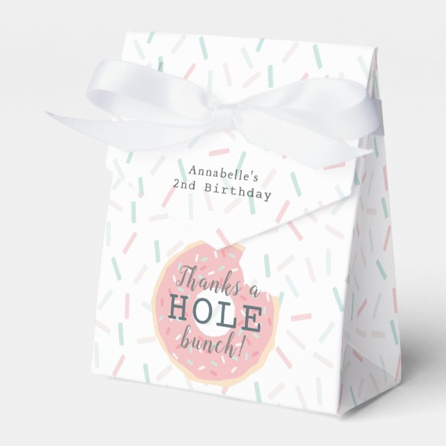 Rosa Donut Tack ett Hål-gäng födelsedag Presentaskar (Framsidan Sidan)