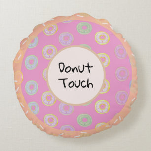 Rosa Donut Touch Round Pillow Rund Kudde