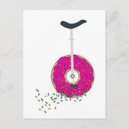 Rosa Donut Wheel Unicle med färgstarka sprinkler Vykort