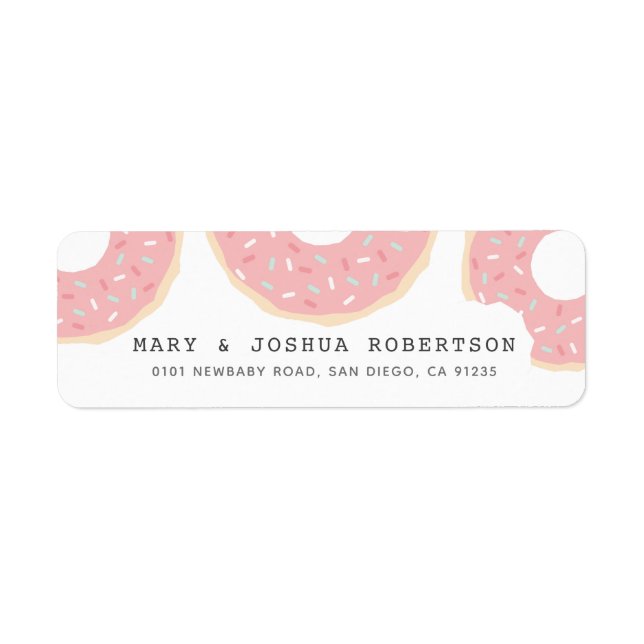 Rosa Donut White Address Label Returadress Etikett (Framsidan)