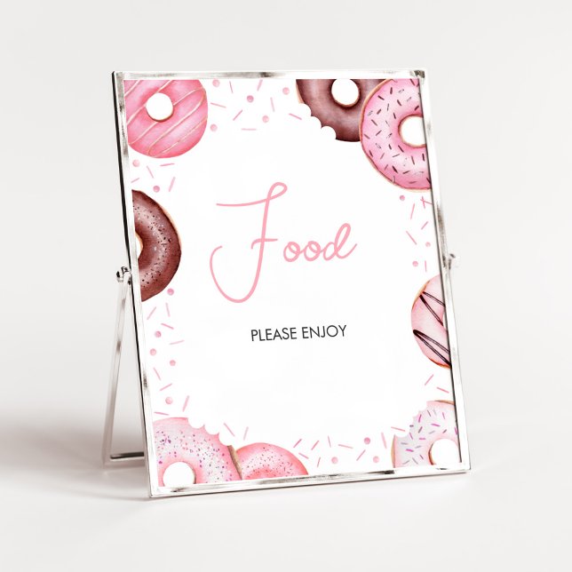 Rosa Donuts and Diaper Baby Shower Food Poster (Pink Sweet Sprinkle Baby Shower Food Sign)