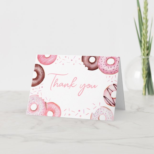 Rosa Donuts and Diaper Baby Shower Tack Kort (Framsida)