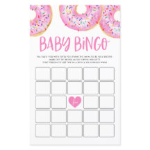 Rosa Donuts Baby Shower Bingo Game Card