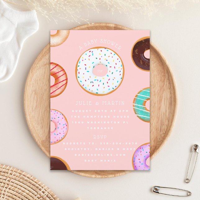Rosa Donuts Baby Shower Inbjudningar (Skapare uppladdad)