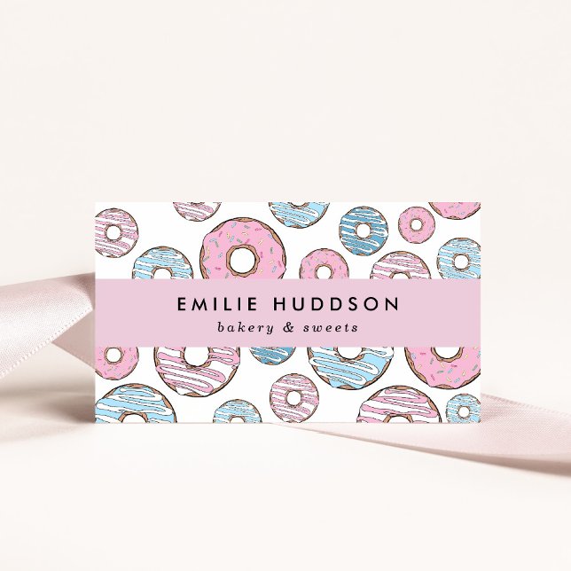 Rosa Donuts, Blue Donuts, Cake Shop, Pastry Shop Visitkort (Skapare uppladdad)