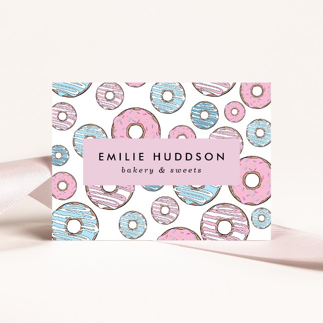 Rosa Donuts, Blue Donuts, Cake Shop, Pastry Shop Visitkort (Skapare uppladdad)