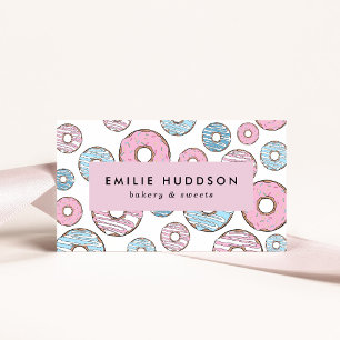 Rosa Donuts, Blue Donuts, Cake Shop, Pastry Shop Visitkort