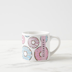 Rosa Donuts, Blue Donuts, Sprinkles, ditt namn Espressomugg