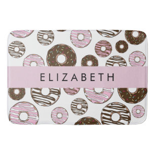 Rosa Donuts, Brown Donuts, Sprinkles, ditt namn Badrumsmatta