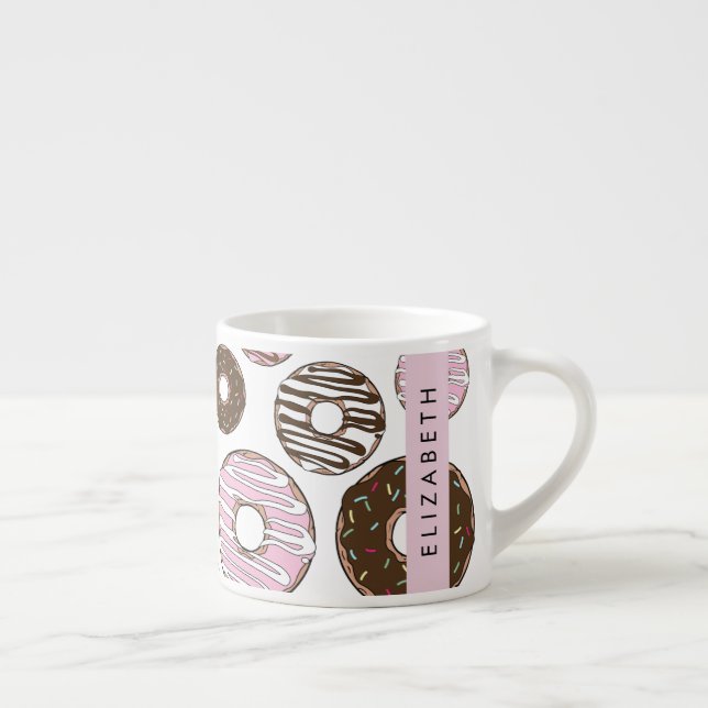 Rosa Donuts, Brown Donuts, Sprinkles, ditt namn Espressomugg (Höger)