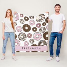 Rosa Donuts, Brown Donuts, Sprinkles, ditt namn Fleecefilt