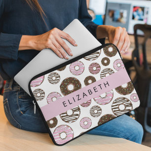 Rosa Donuts, Brown Donuts, Sprinkles, ditt namn Laptop Fodral