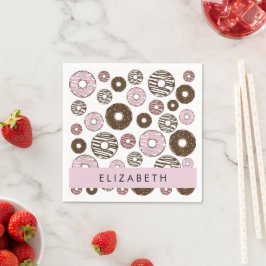 Rosa Donuts, Brown Donuts, Sprinkles, ditt namn Pappersservett