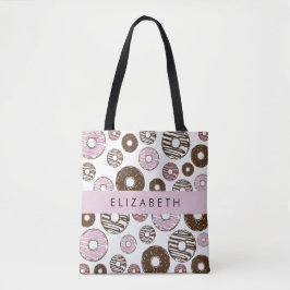 Rosa Donuts, Brown Donuts, Sprinkles, ditt namn Tygkasse